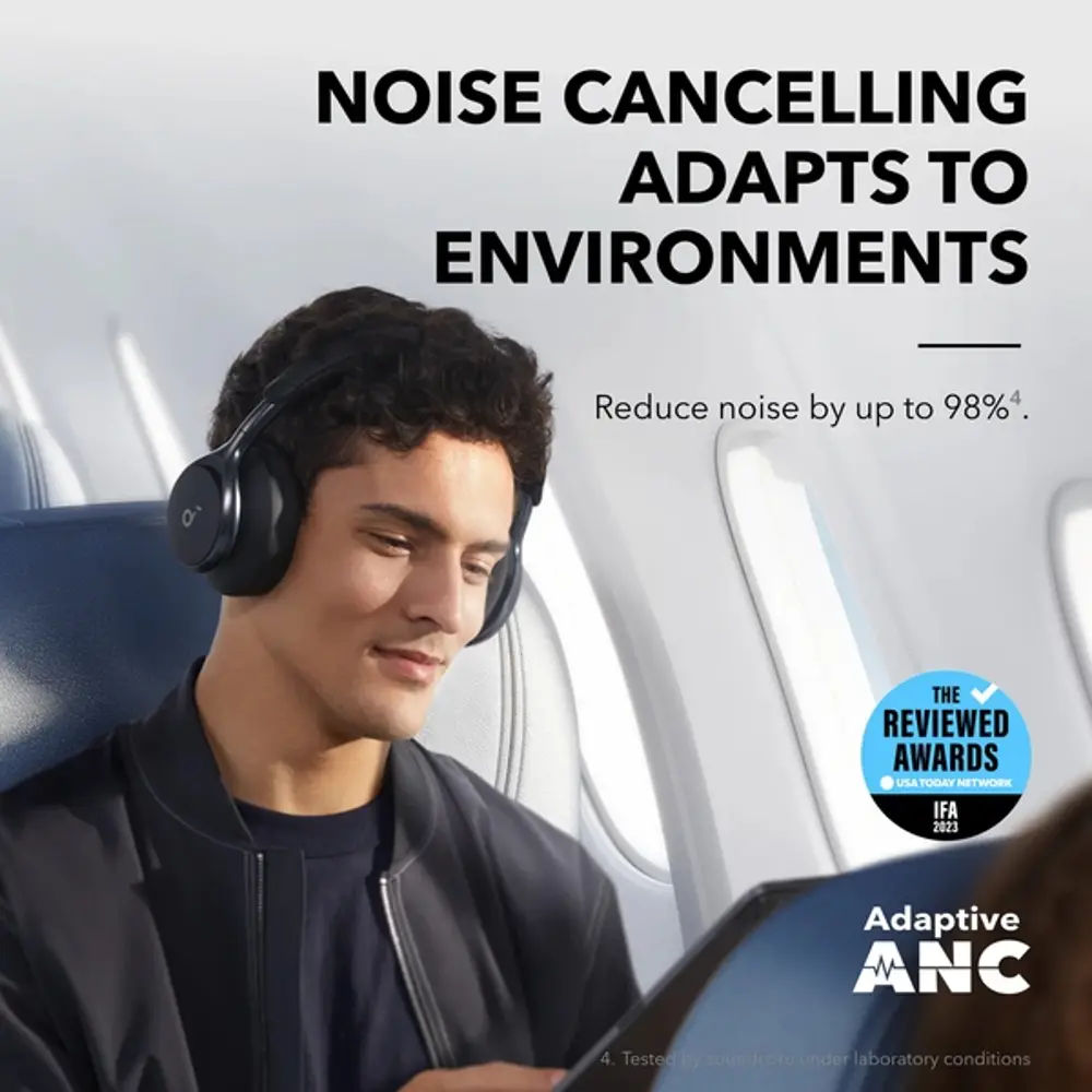 Anker Soundcore Space One A3035011 Wireless Adaptive Noise Cancelling Headphones, Black