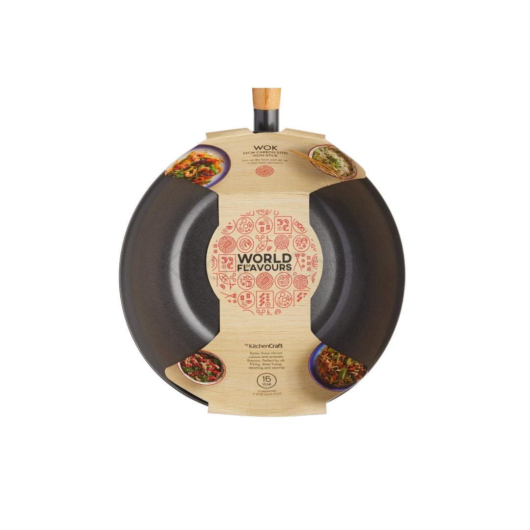 Kitchen Craft Non Stick Wok Pan, Carbon Steel