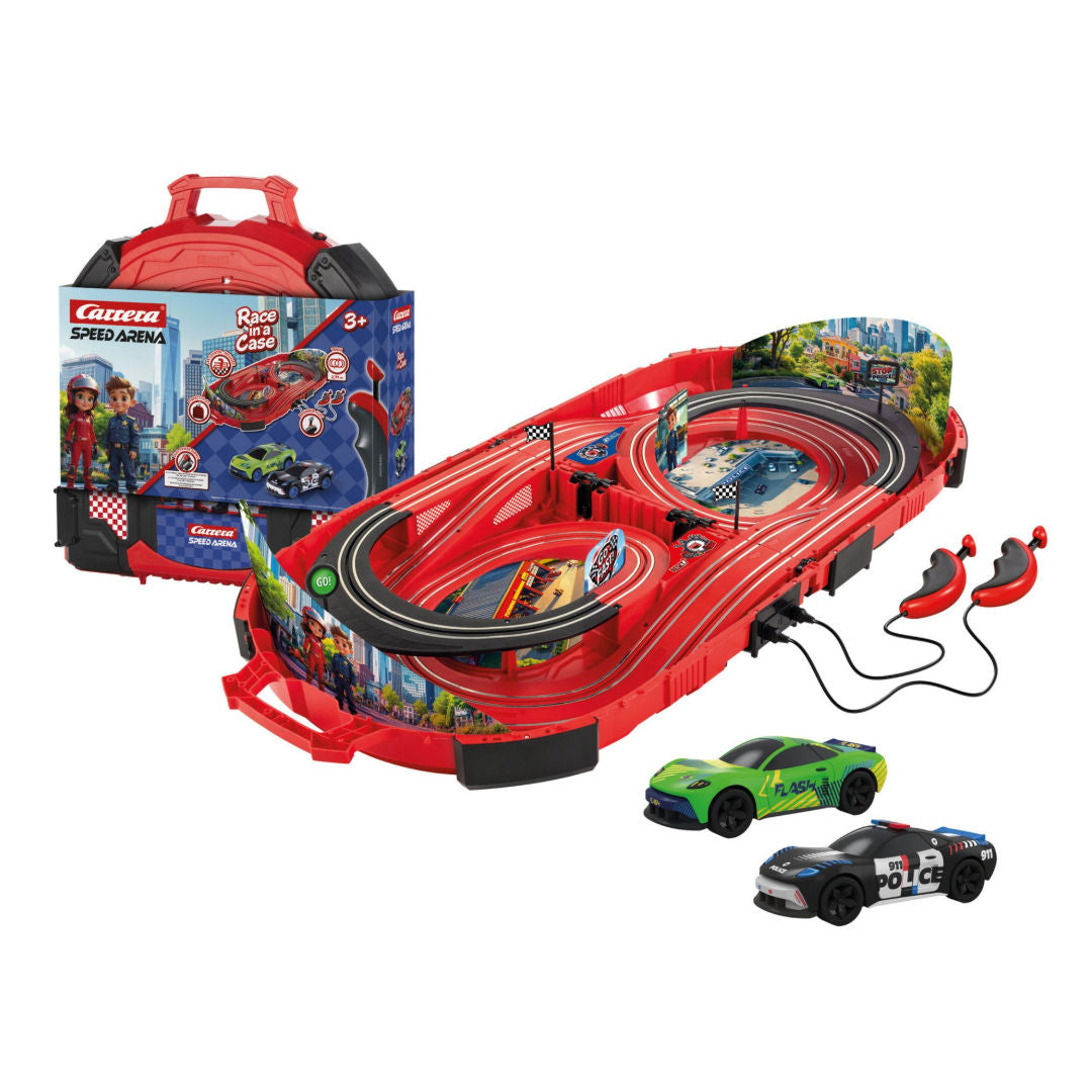 Carrera Speed Arena Race In A Case Police Chase Slot Car Racing Set 1:50, Green/Black, 3+ years