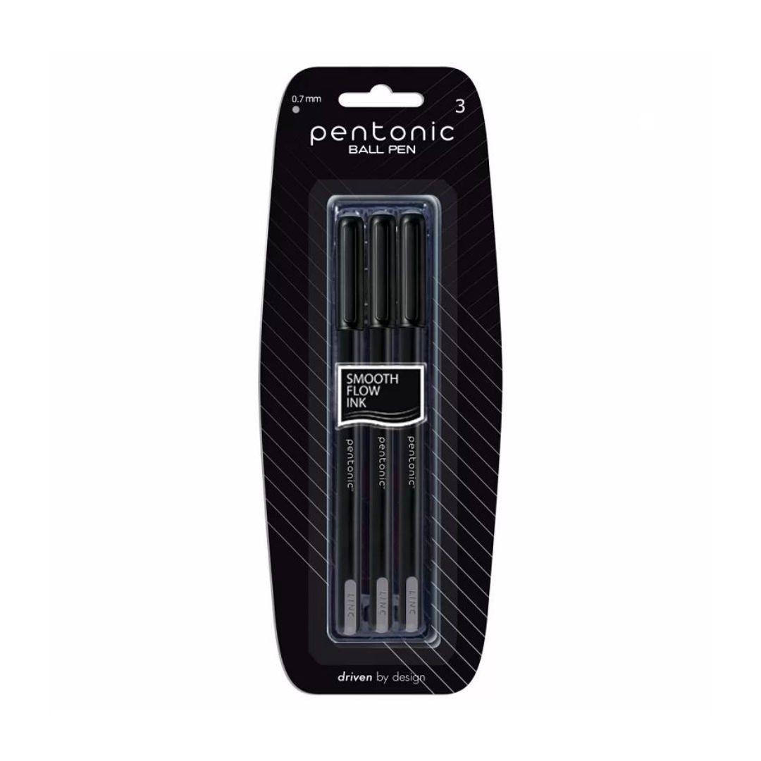 Pentonic Ball Pen, Smooth Flow Ink, 0.7mm, 3 pieces