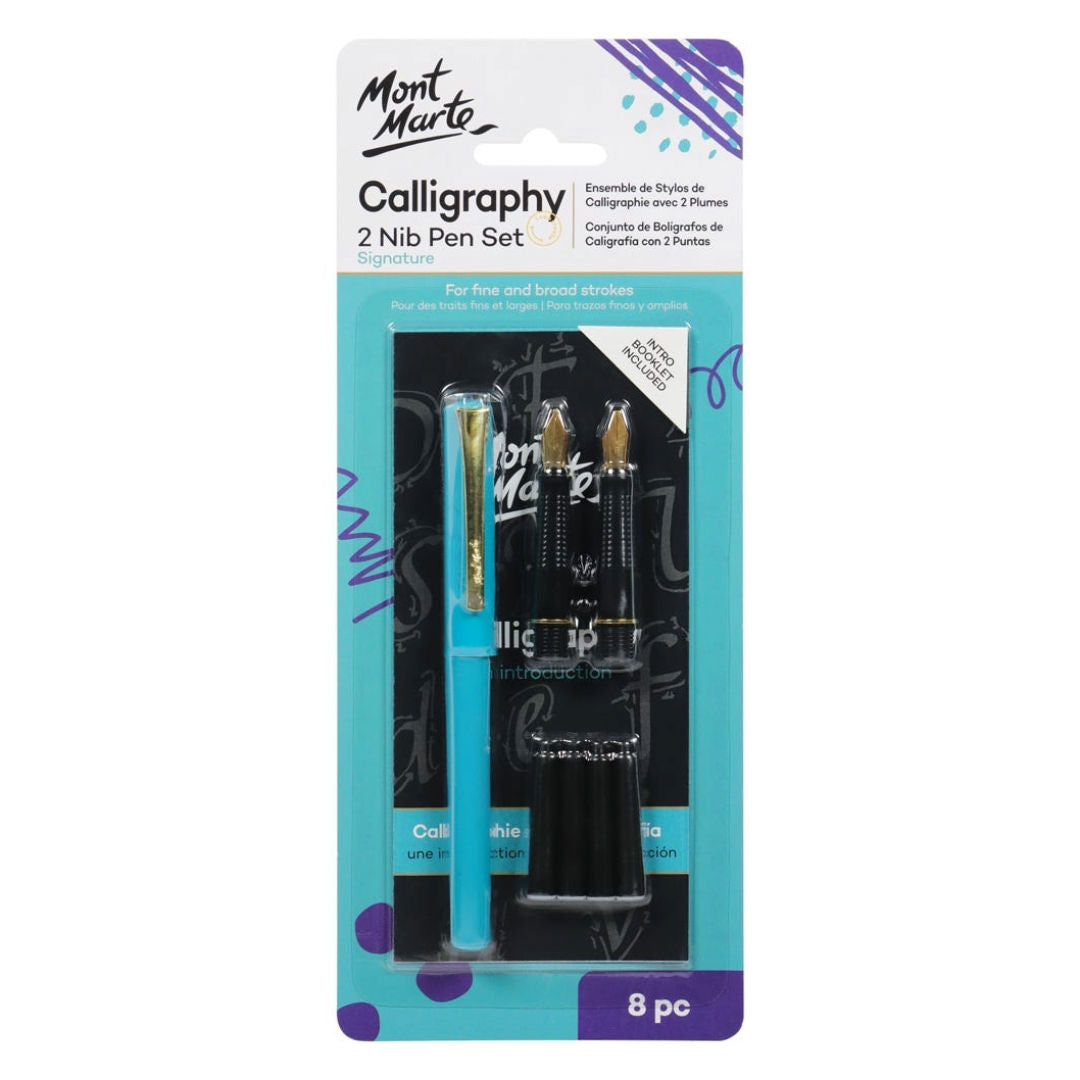 Mont Marte Calligraphy 2 Nib Pen Set Signature, 8-Pieces
