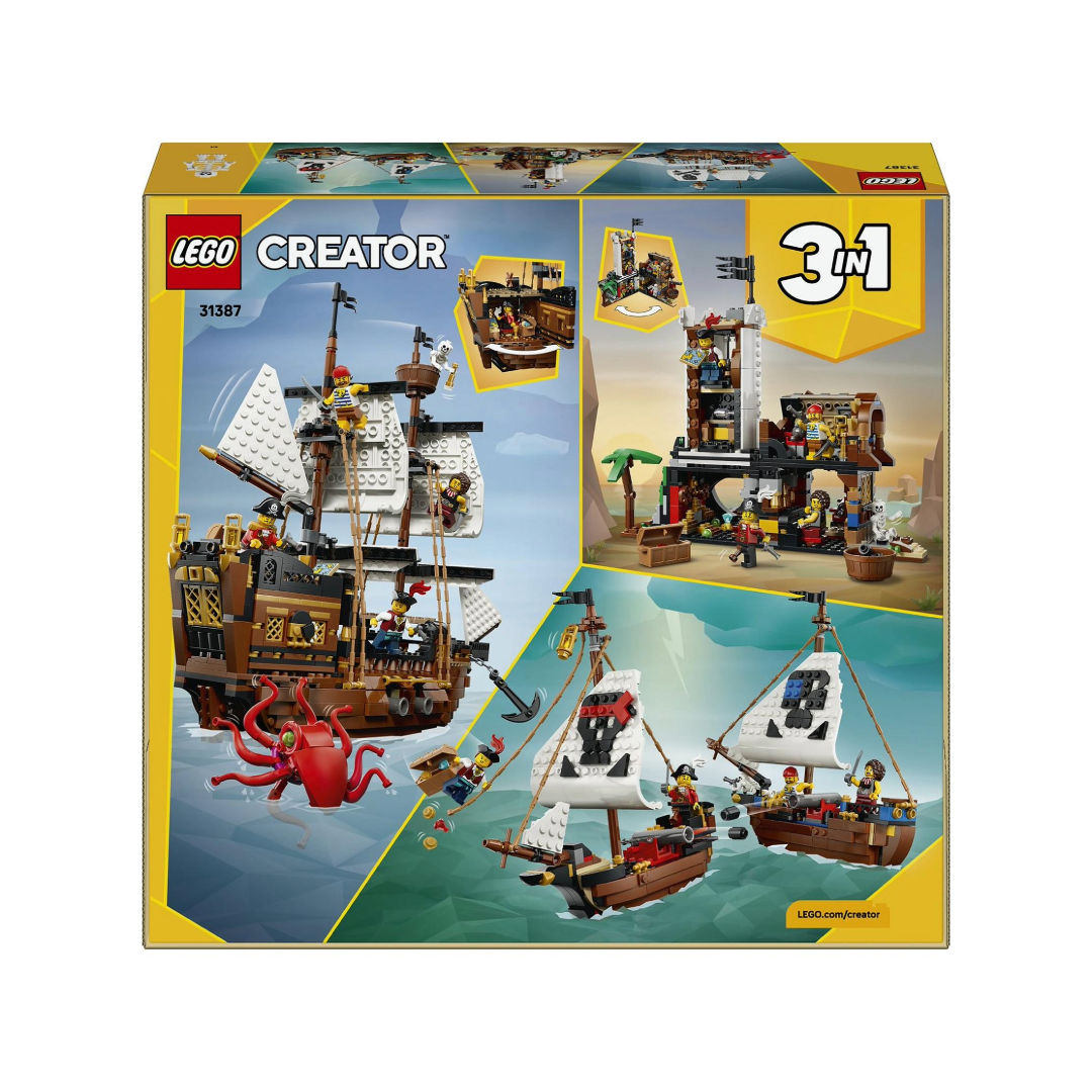 LEGO Creator 3-in-1 Iconic Pirate Ship Building Toy Set, For Age 9+ Years