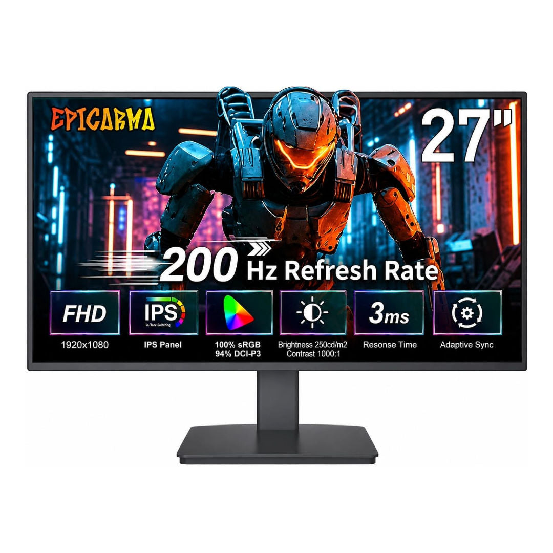 EPICARMA 27 " FHD IPS Gaming Monitor, 200Hz Refresh Rate, 1ms Response Time, Black