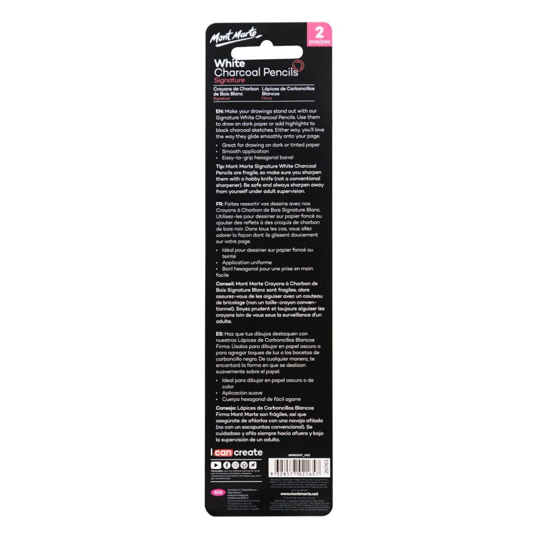 Mont Marte White Charcoal Pencils, 2-Pieces, MPN0097 P24-509
