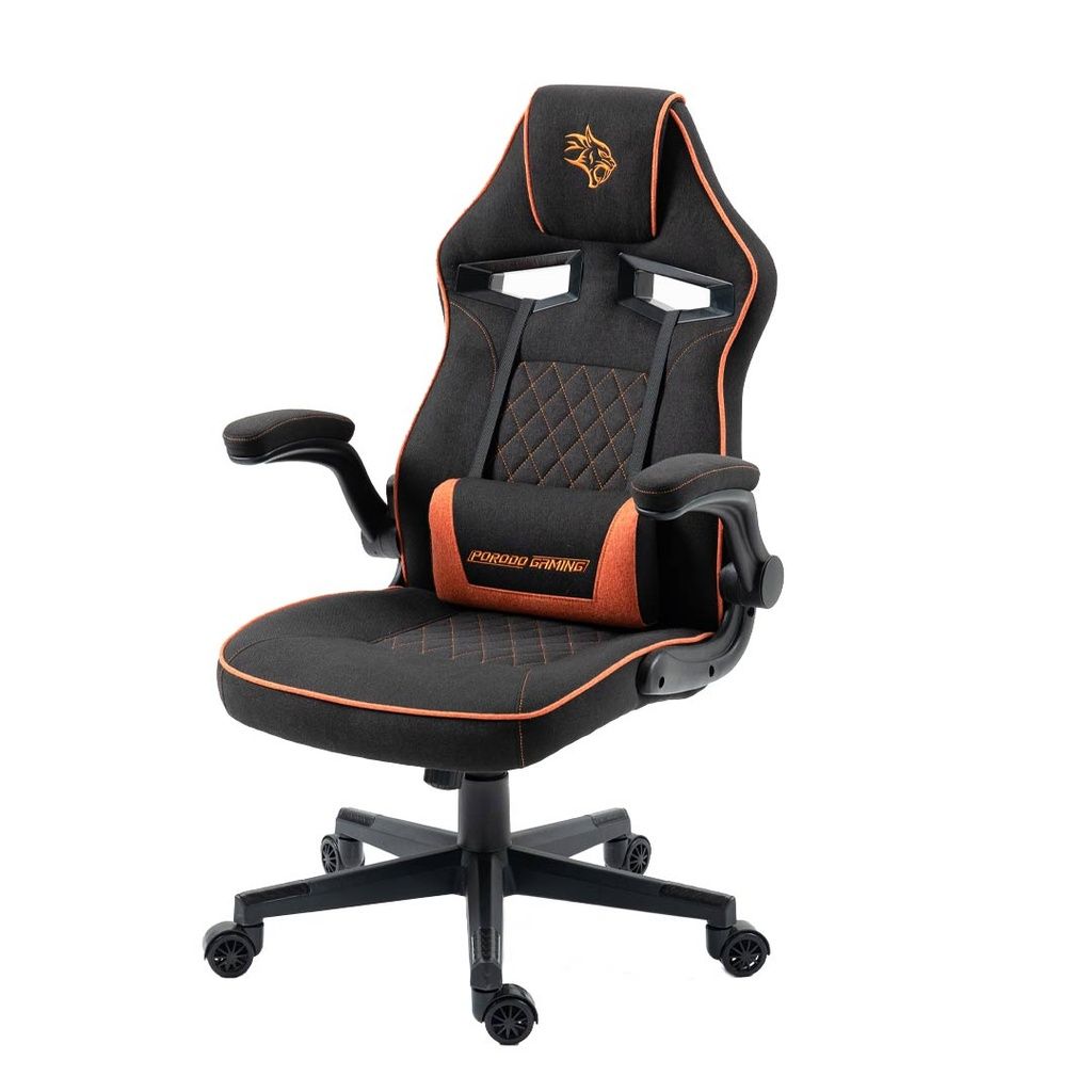 Porodo Ergonomic Gaming Chair with Flexible Headrest, PDX548, Black/Orange