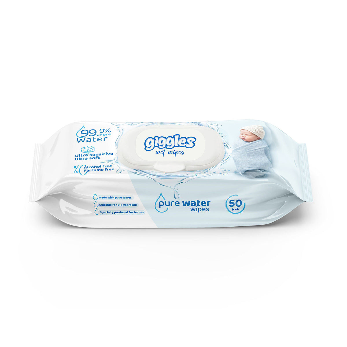 Giggles Pure Water Wipes, Pack of 50