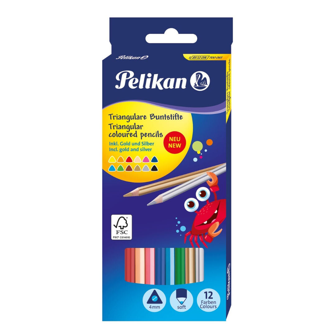 Pelikan Triangular Colour Pencil Set, 12 Colours
