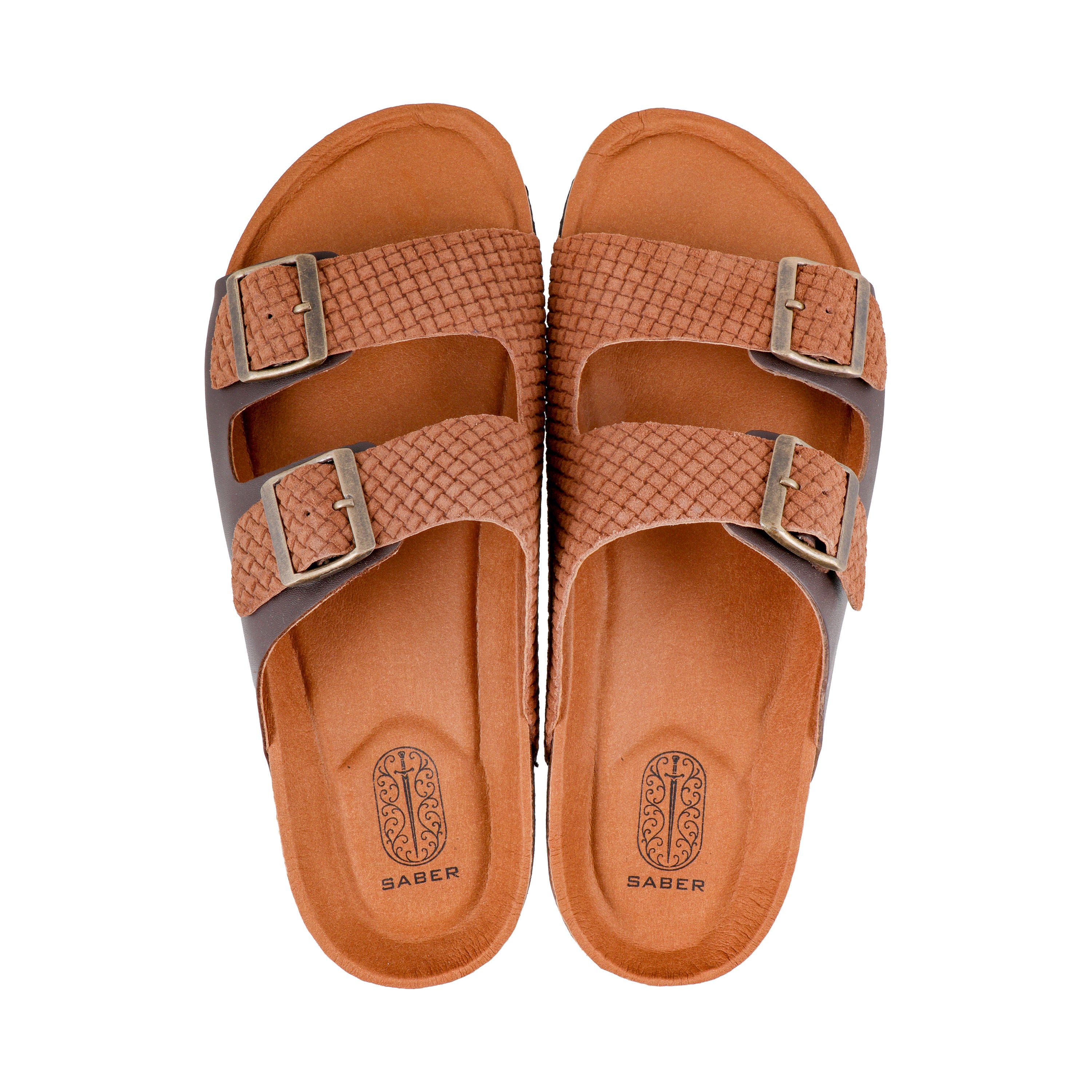 SABER BIRK -2 Men's Genuine Leather Sandals with Cork-Latex Footbed & EVA Sole
