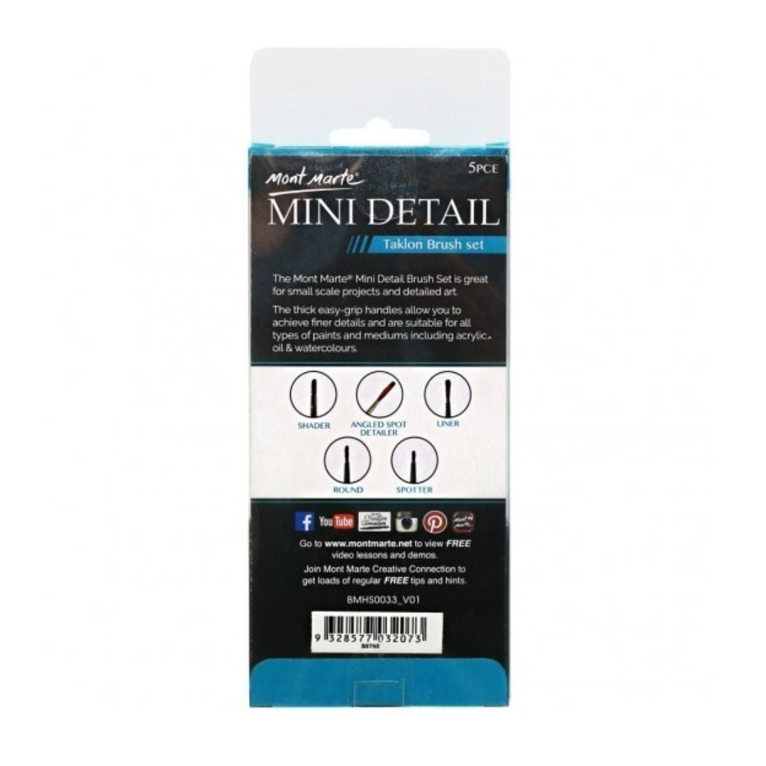 Mont Marte Mini Detail Brushes Signature, 5-Pieces, BMHS0033 P24-488
