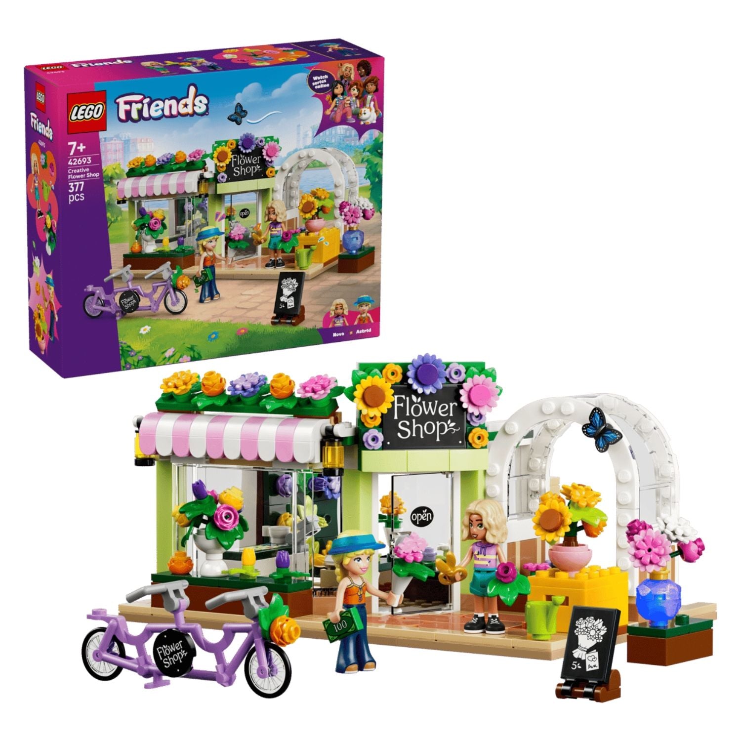 LEGO Friends 42693 Creative Flower Shop Building Toy Set, 377 Pieces for Girls Ages 6 Years and Above