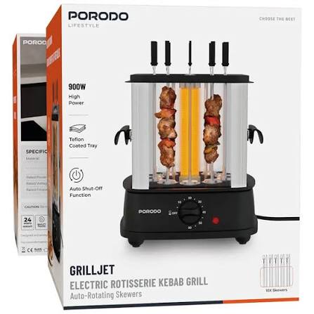 Porodo Lifestyle Grilljet Electric Rotisserie Kebab Grill- Black