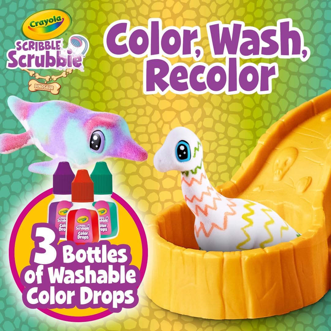 Crayola SCRIBBLE Scrubbie, Pets Dinosaur Waterslide Paint Kit