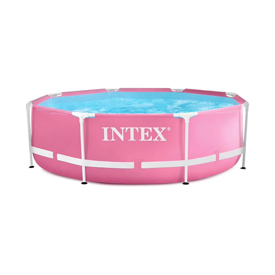 Intex 8-FT Pink Metal Frame Pool Set-up, Size: 2.44mx76cm