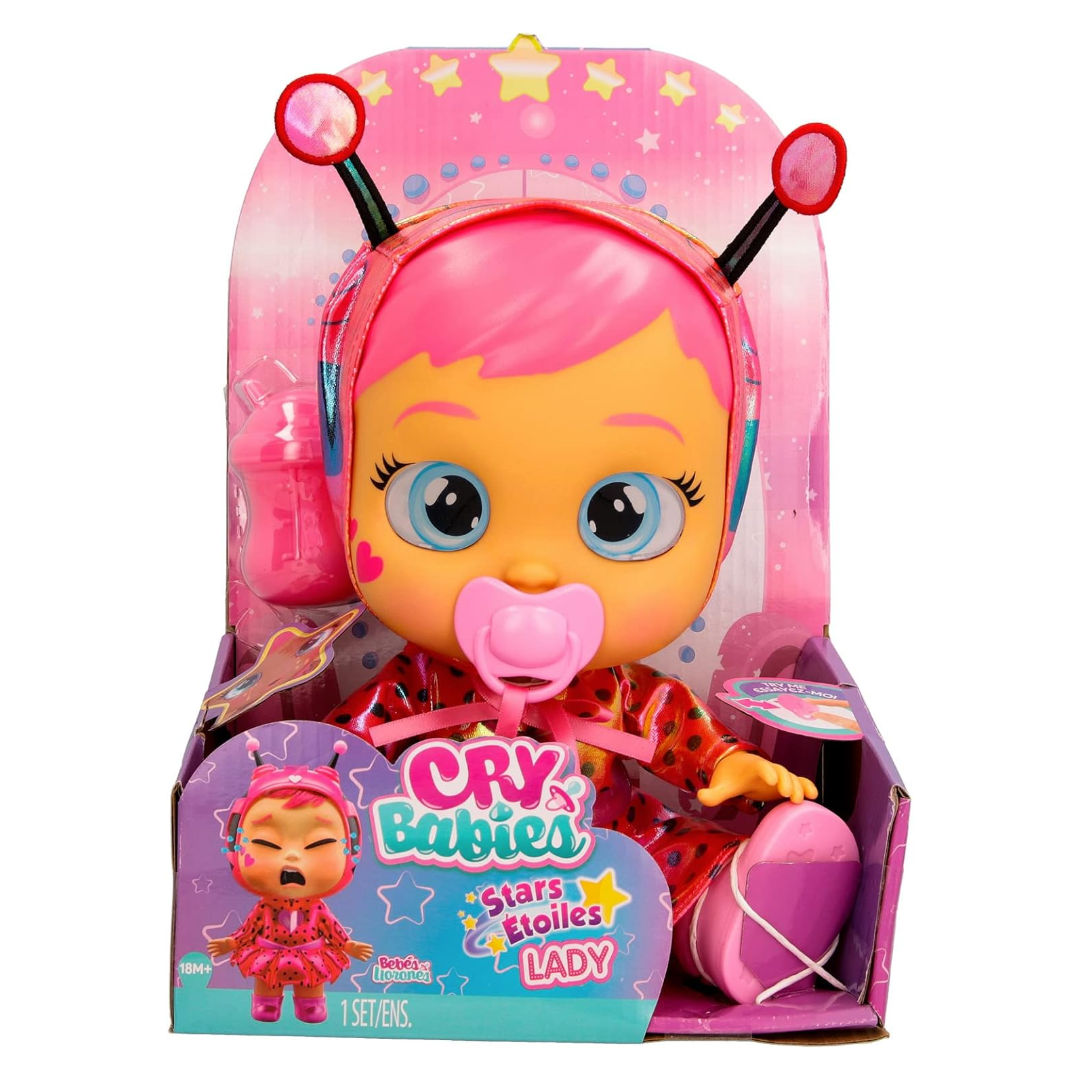 Cry Babies Star Lady in a Ladybug Outfit Interactive Doll, 30cm, For Age 18+ Months