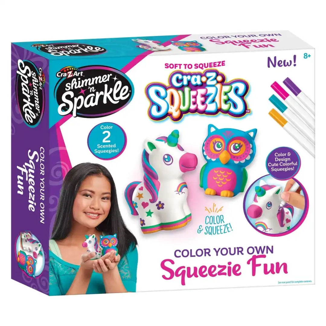 Cra-Z-Art Shimmer ‘n Sparkle Cra-Z-Squeezies Color Your Own Squeezie Fun Set, Children Ages 8+