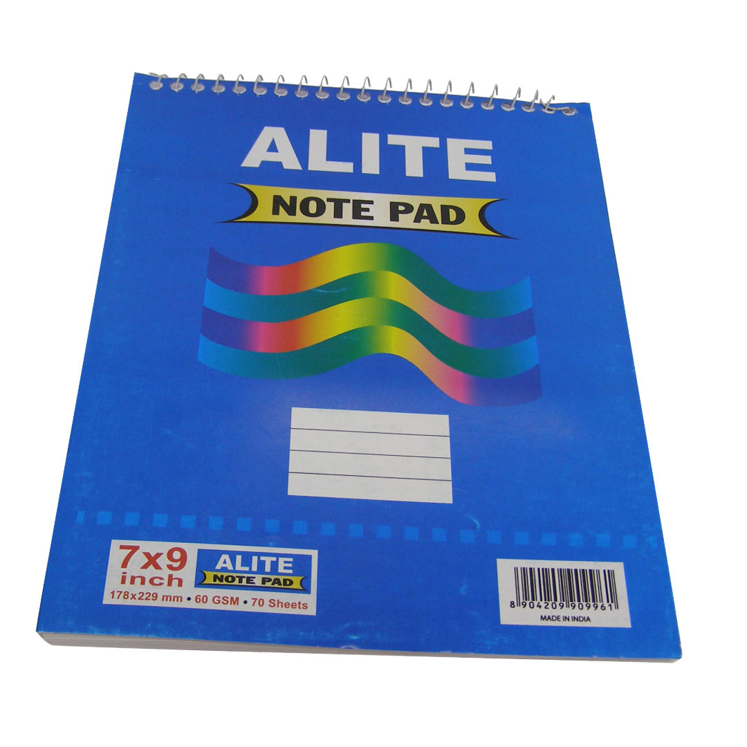 Alite Spiral Top Open Writing Notebook, 70 Sheets, 7x9 Inch