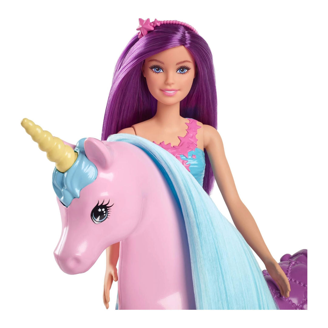Barbie Unicorn Doll Set, Barbie Doll with Magical Unicorn Companion