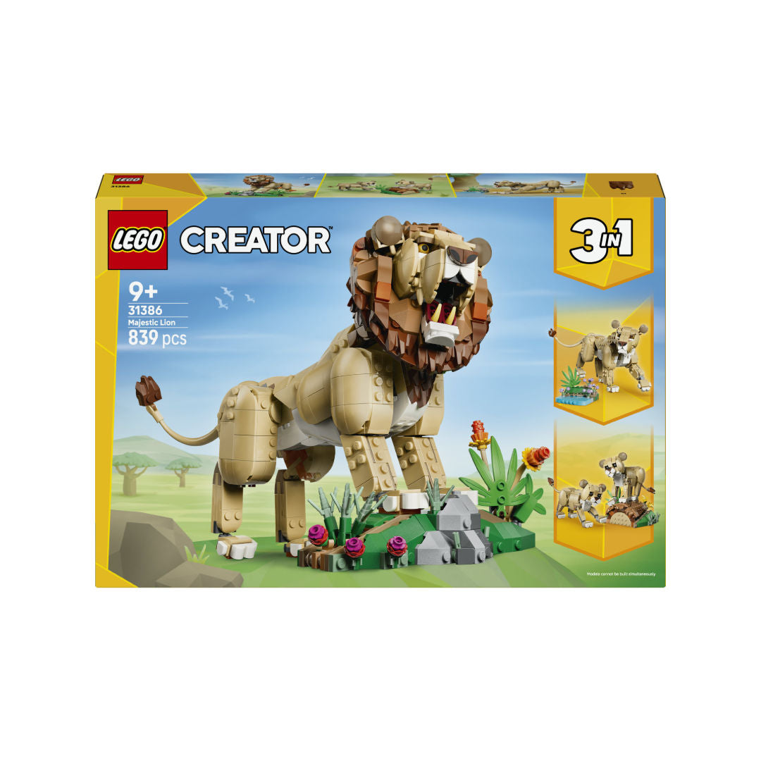 LEGO Creator 3-in-1 Wild Animals Majestic Lion Building Toy Set, For Age 9+ Years