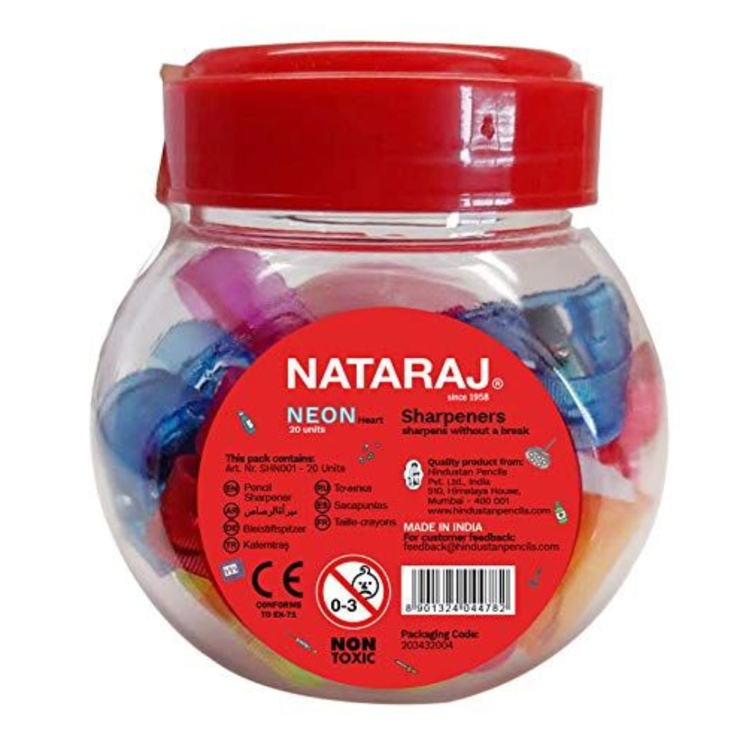 Nataraj Neon Round & Heart Sharpeners, 10 pieces