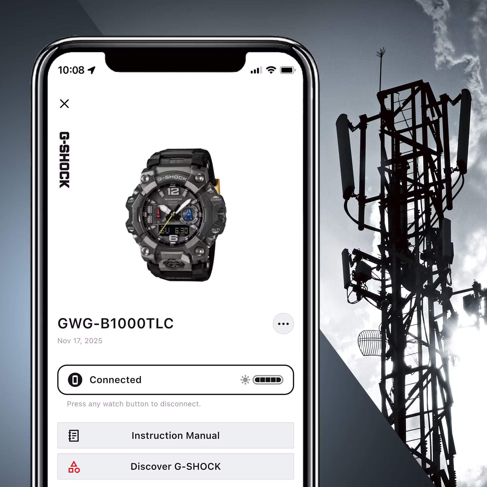 Casio G-SHOCK Master of G MUDMASTER GWG-B1000TLC-1A, Team Land Cruiser Toyota Auto Body Limited Edition Bluetooth Tough Solar Triple Sensor Watch
