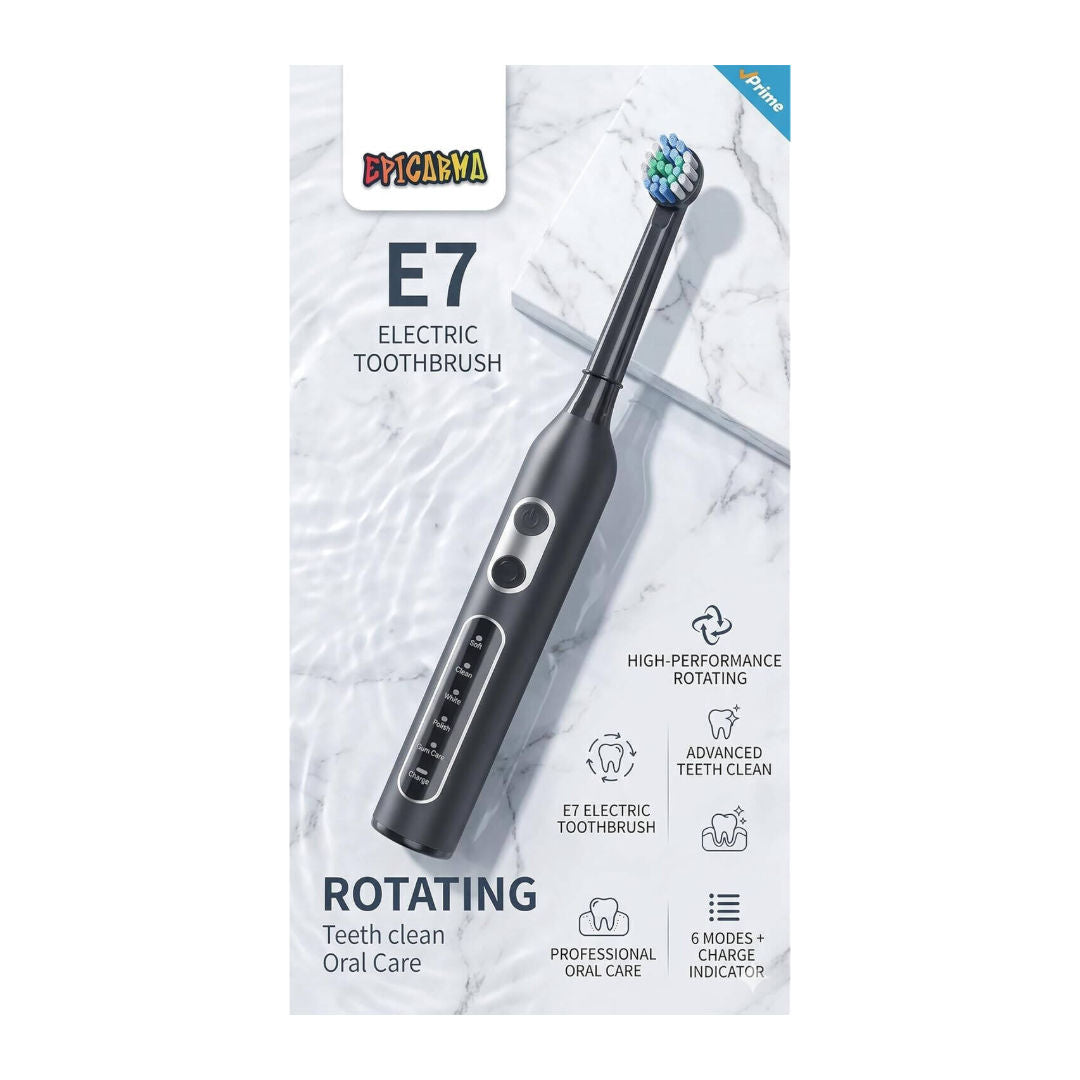 EPICARMA E7 Electric Toothbrush, Rechargeable,Travel Case, 5 Cleaning Modes, Black