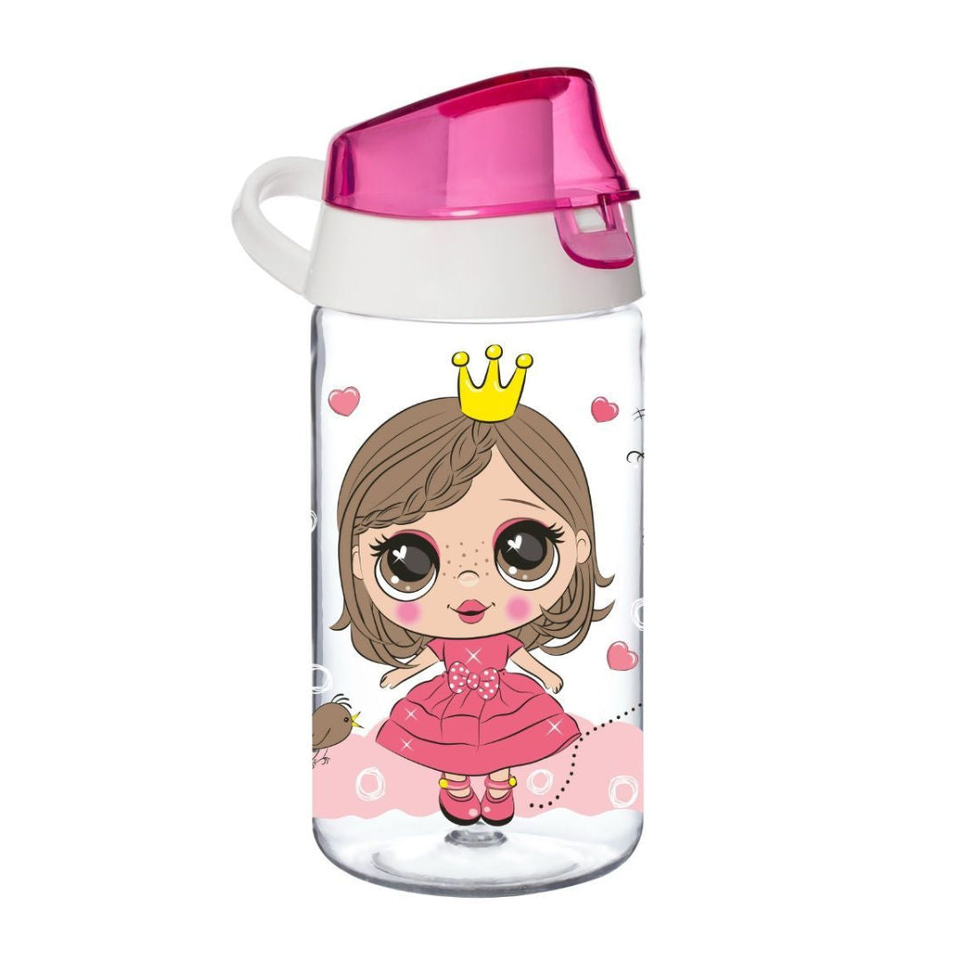 Herevin 520ml, Kids Decorated Water Bottle With Flip-Top Lid & Carry Handle
