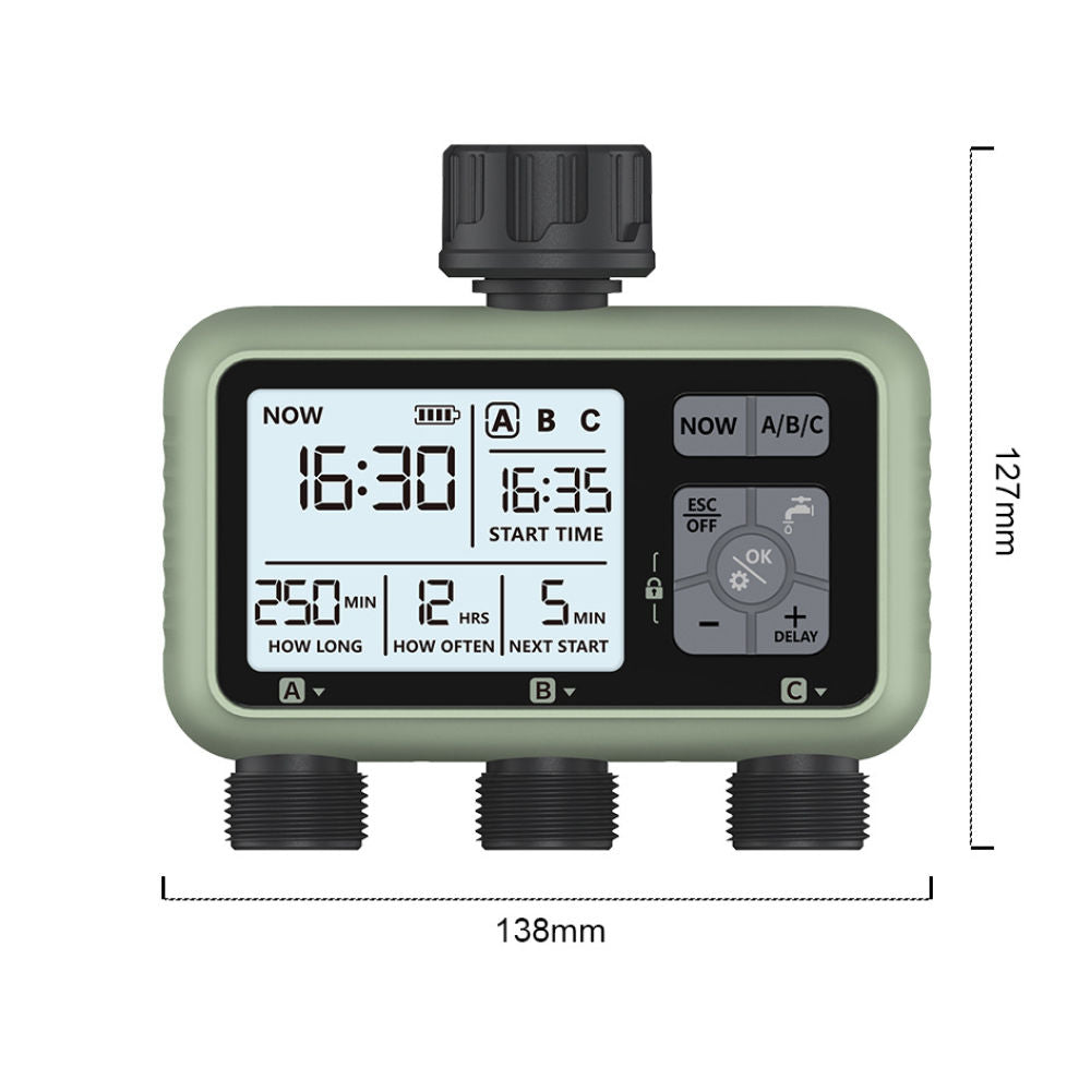 Digital Watering Timer, Battery-operated Programmable Garden Irrigation Timer with 3/4" Inlets Outlets for Garden Hose and Lawns