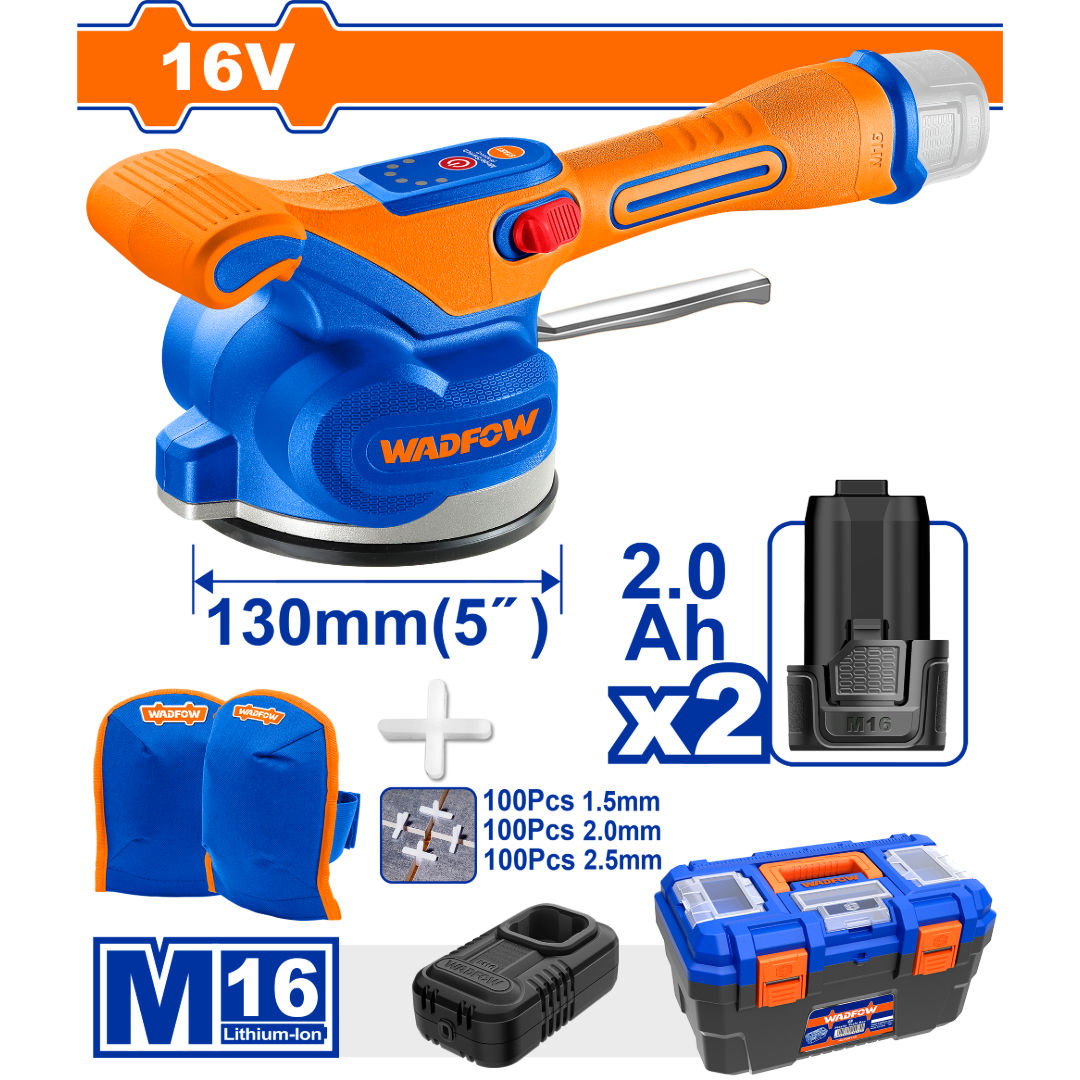WADFOW 16V Cordless Tile Vibration Machine Kit, 0–10,000 rpm, 50kg Lift