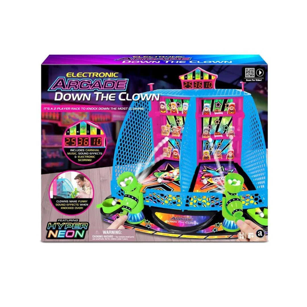 Ambassador Hyper Neon Series Electronic Arcade Down-The-Clown Game,6+ Years