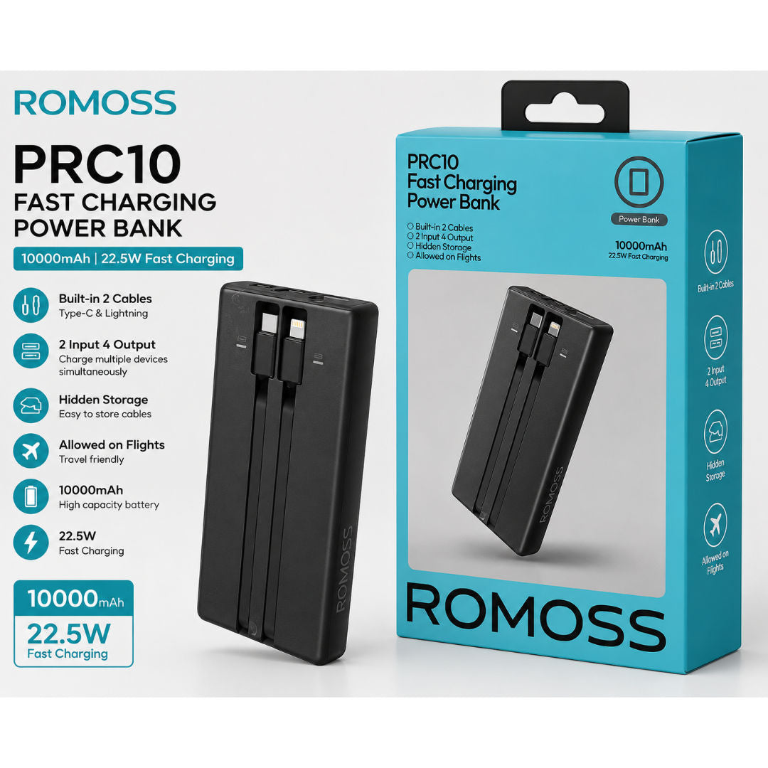 Romoss 10000mAh PD Power Bank and Fast Charger, 22.5W