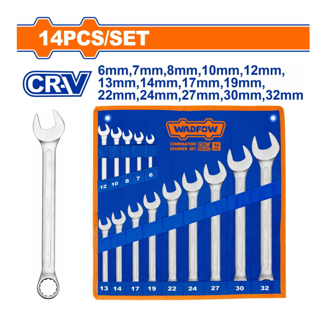 WADFOW 14 Pieces Combination Spanner Set, (6–32 mm)