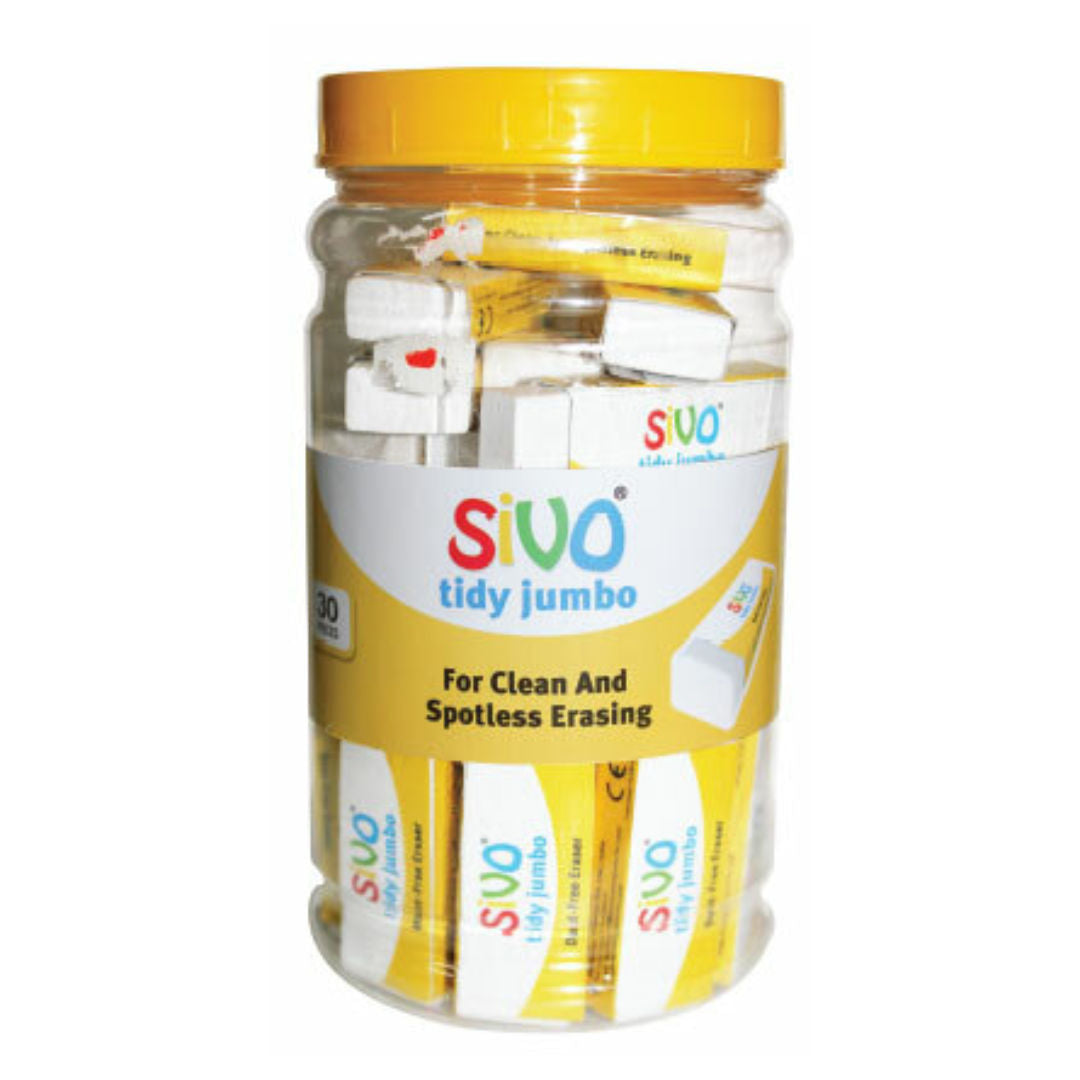 Sivo Tidy Jumbo Erasers Jar, 30 pieces