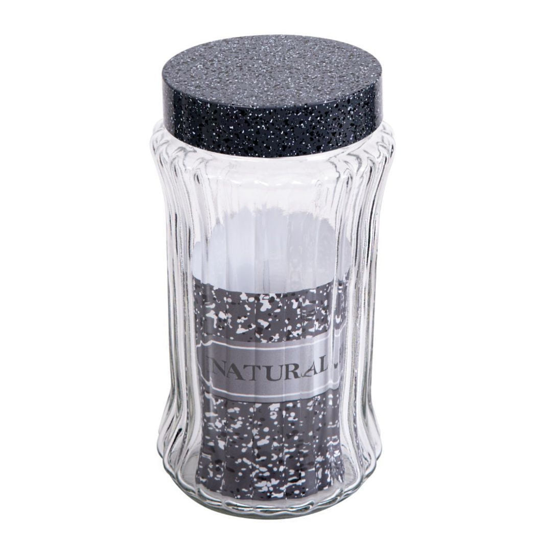 Herevin Glass Storage Canister With Granite Lid Pattern