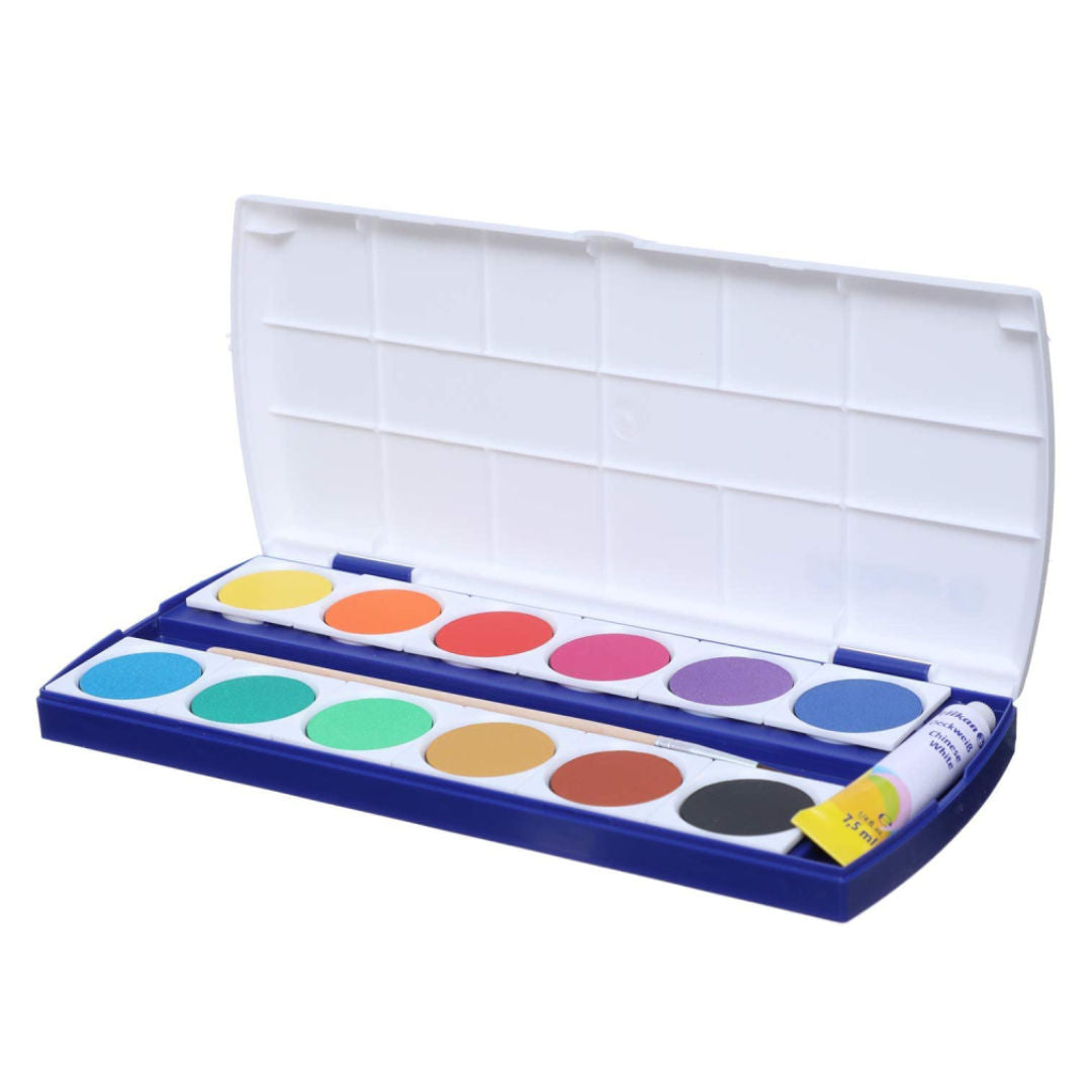 Pelikan Watercolour Paint Set, 12 Colours with 1 Brush, 724633-C