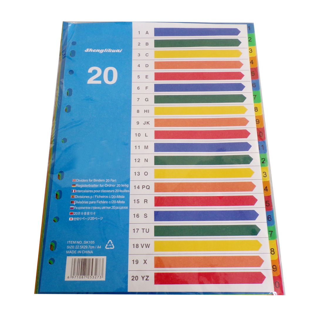 RSC A4, PVC Divider 1–20 Colour Tabs, SK105/MG-020 C25-141