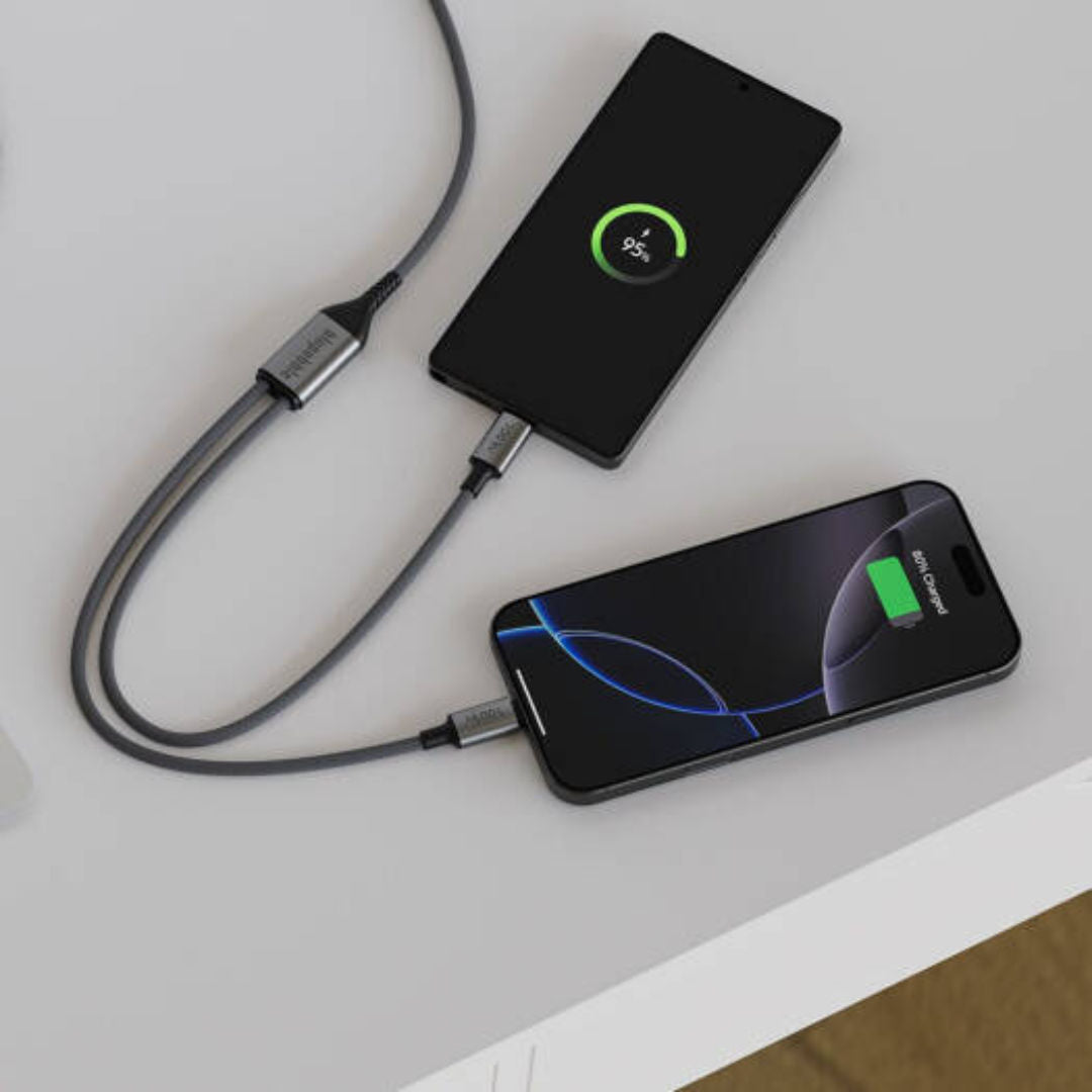 Blupebble PowerFlow 3-in-1 PD 100W USB-C to USB-C Fast Charging Cable 1.2M, Gray