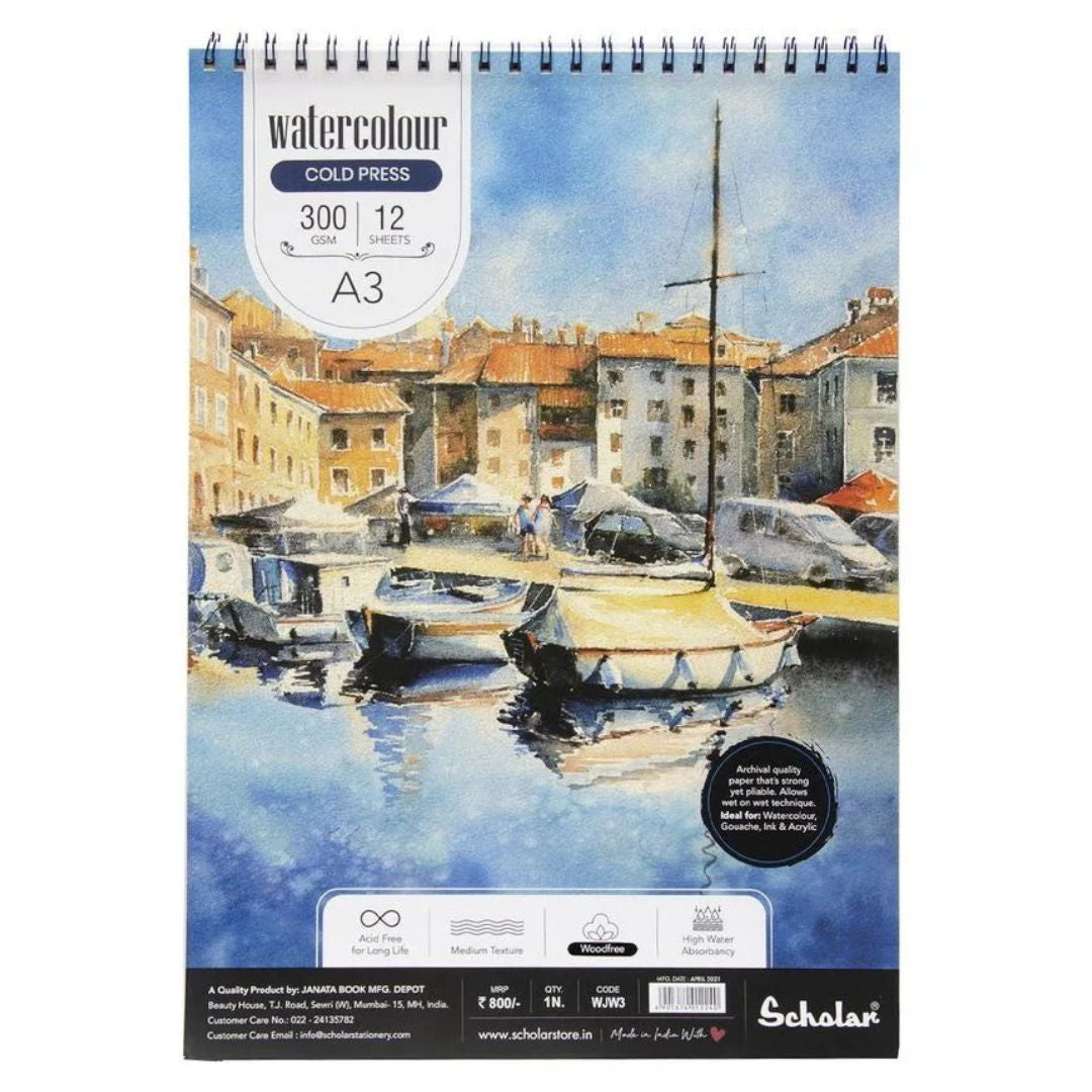 Scholar A3 Watercolour Pad, 300gsm, 12 Sheets