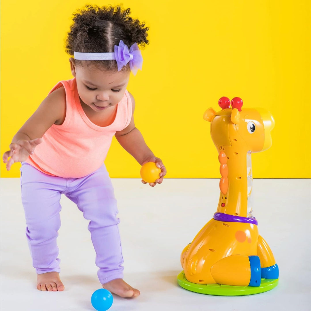 Bright Starts Spin & Giggle Giraffe Ball Popper Musical Toy, (28.96 x 24.89 x 46.48 cm)