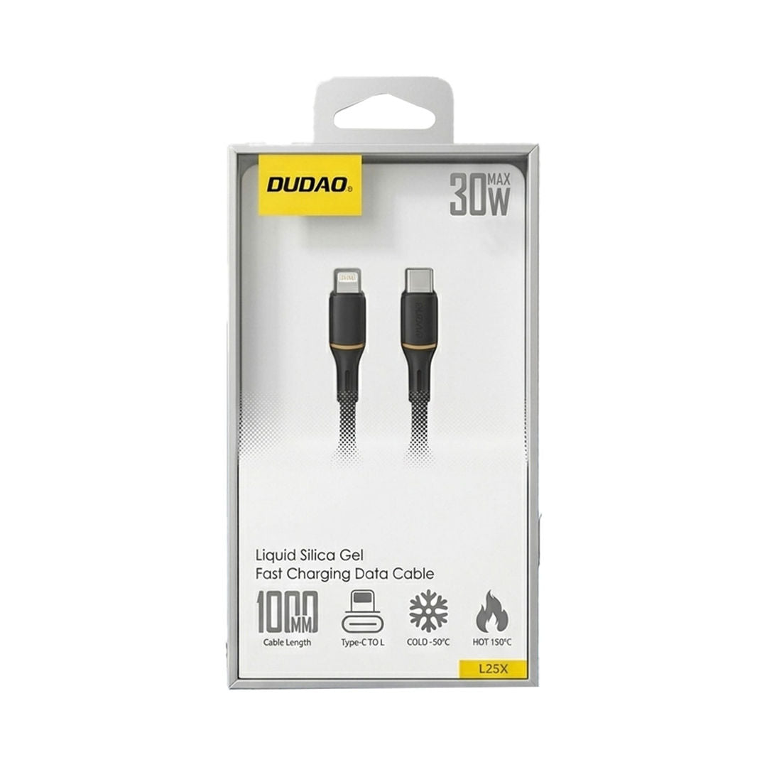 DUDAO L25X-1MB Liquid Silicon Cable USB-C to Lightning 30W 1m, Black