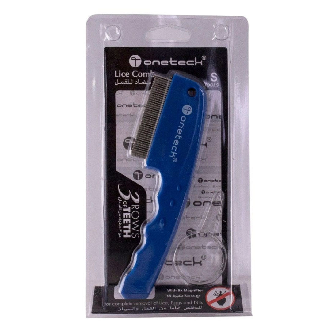 Onetech 3 Row Teeth Anti-Lice Comb, Blue