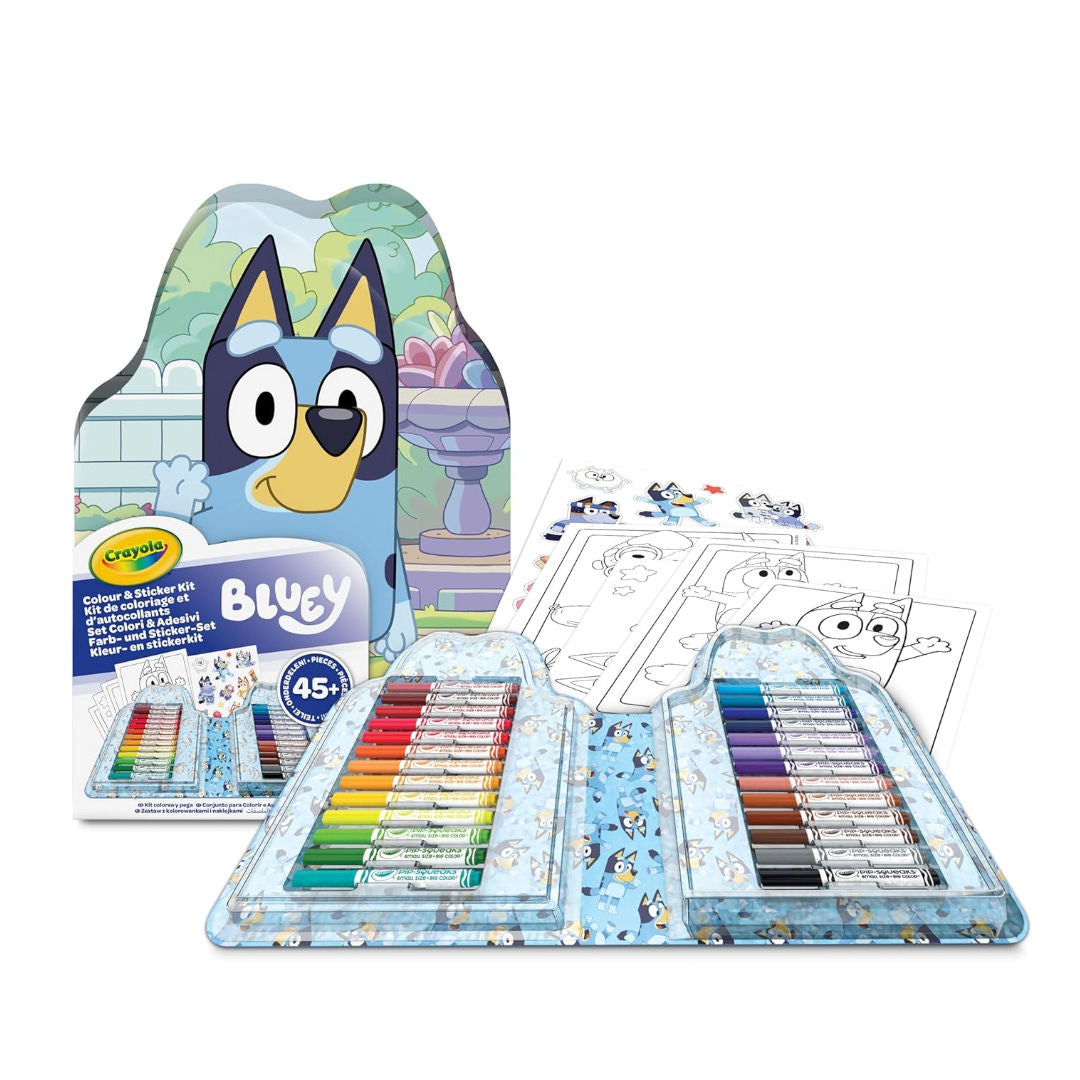 Crayola Bluey Colour & Sticker Kit, 45+ Pieces, Set Of Felt Tip Pens, Colouring Pens, Stickers