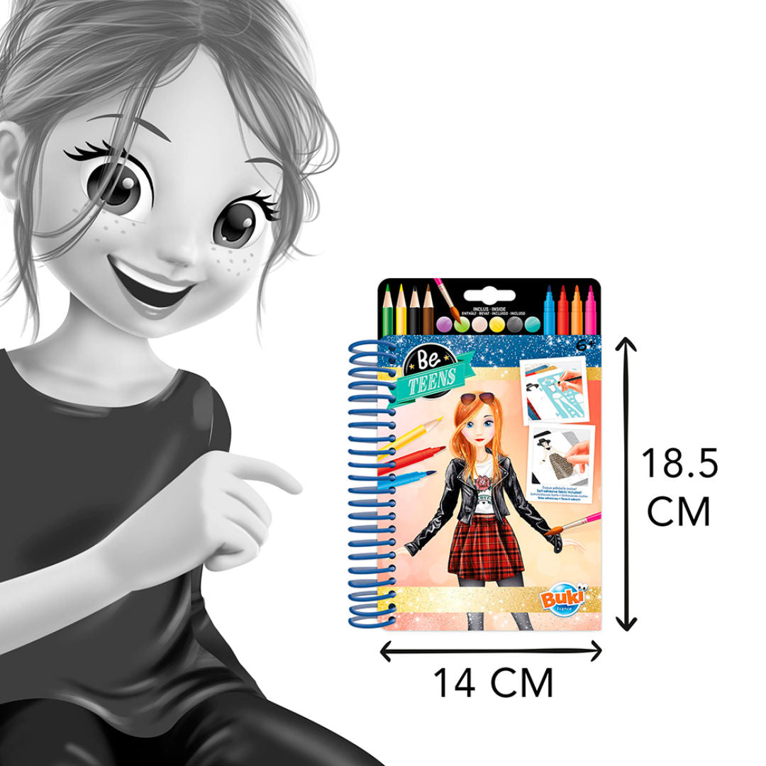 Buki France Be Teens Rock Outfits Sketchbook with Art Tools, (28 Pages)