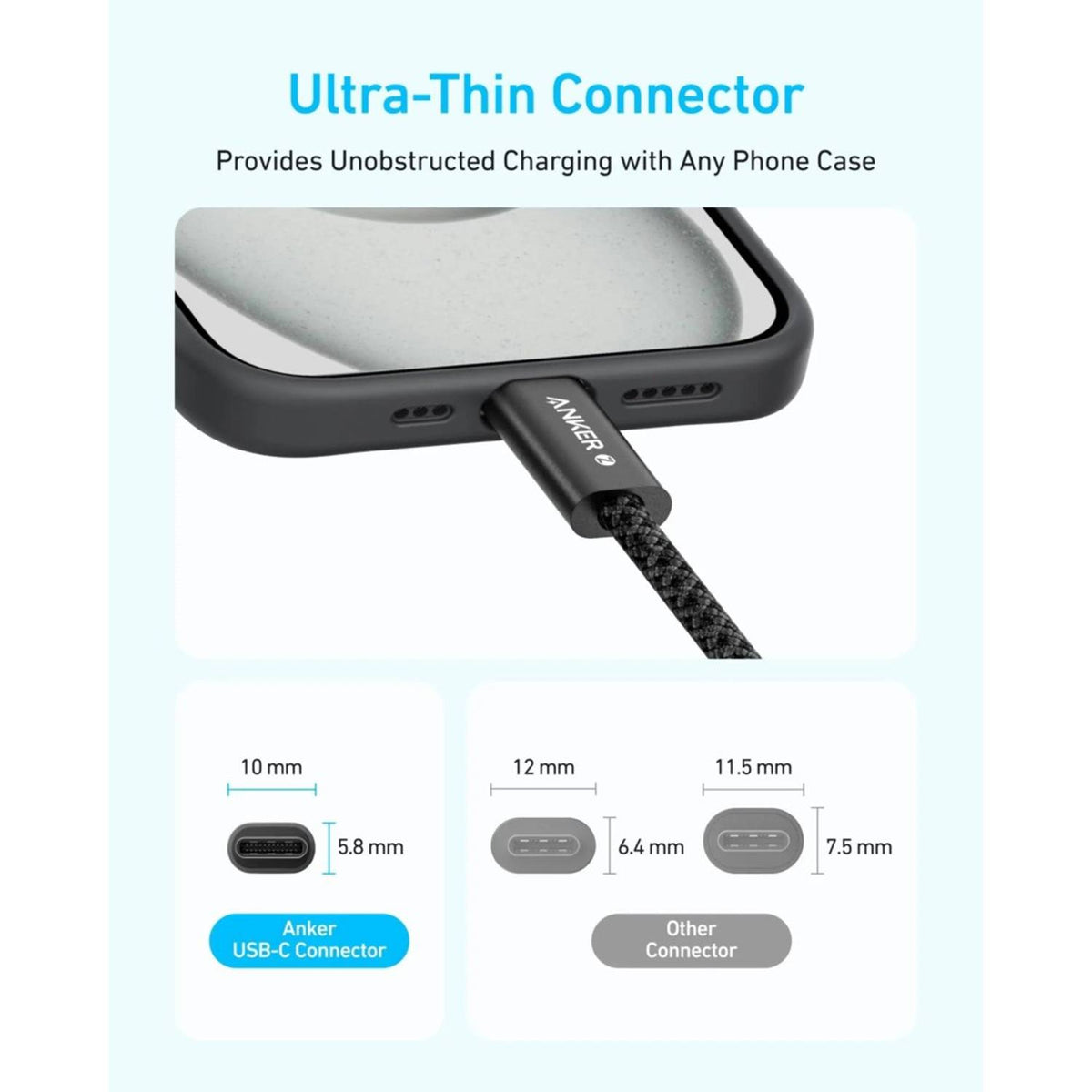 Anker Zolo 240W USB-C to USB-C Braided Cable 1m, White