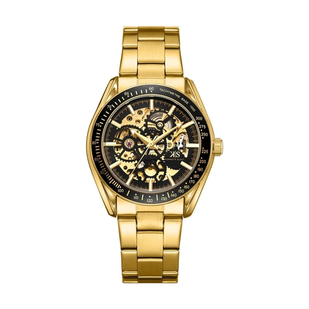 Kenneth Scott Men’s Mechanical Black Dial Analog Watch, K22312 Series