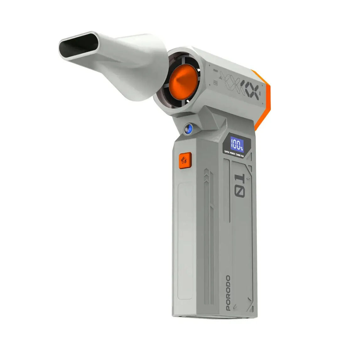 Porodo Rushjet Cordless Dust Blower with Turbo Speed, Gold/Orange