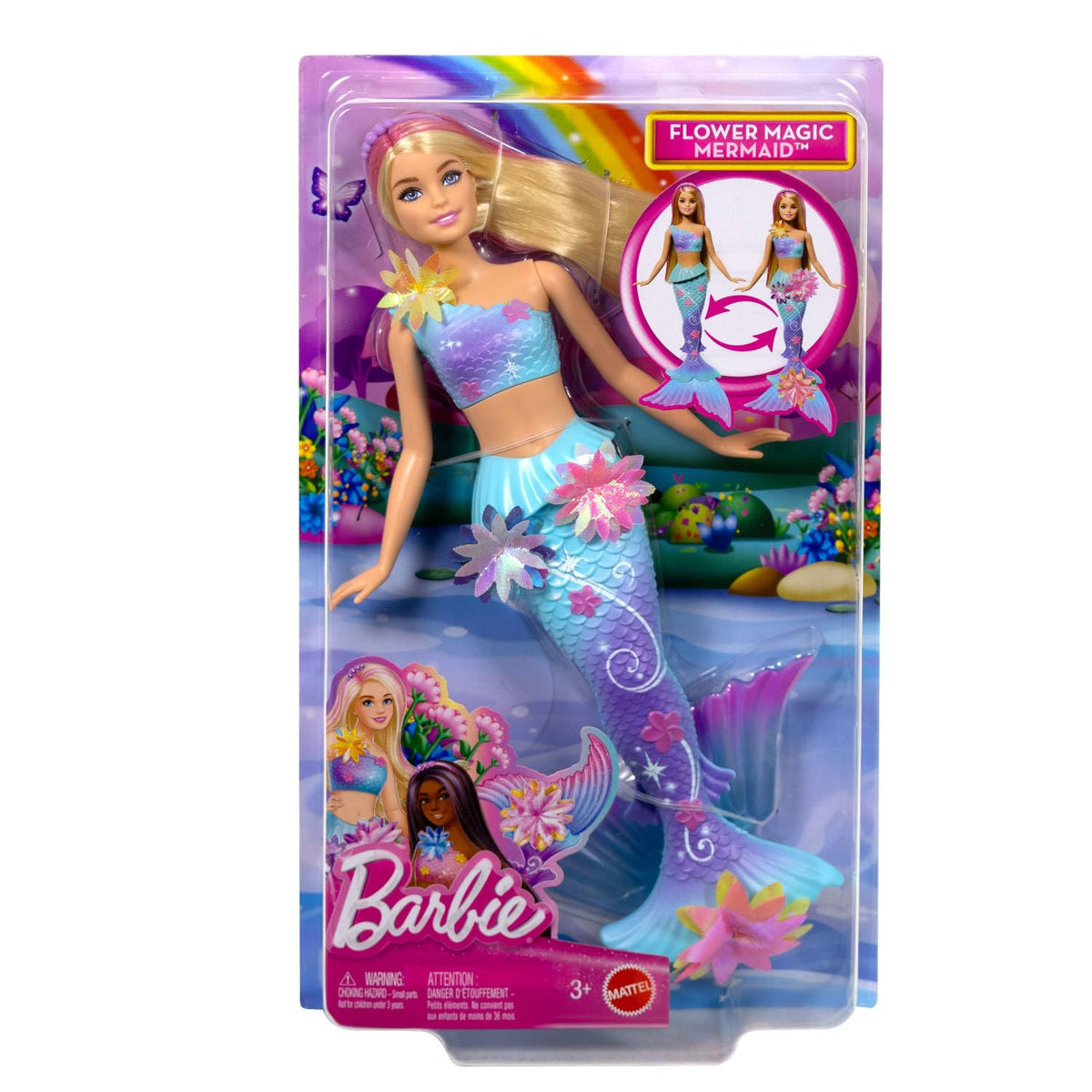Barbie Mermaid Doll with Magic Surprise Blossom, Gradient Tail, Beaded Headband & Blonde Hair, Model JDM72