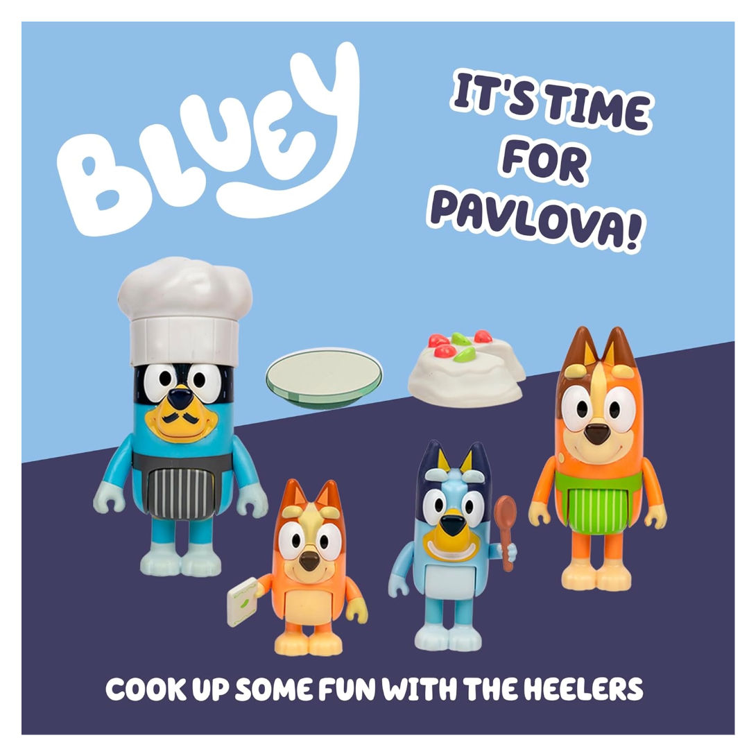 Bluey Lets Play Chef Series 13 Pavlova Figure Pack (6.35-7.6cm, Pack of 4), 3+ years