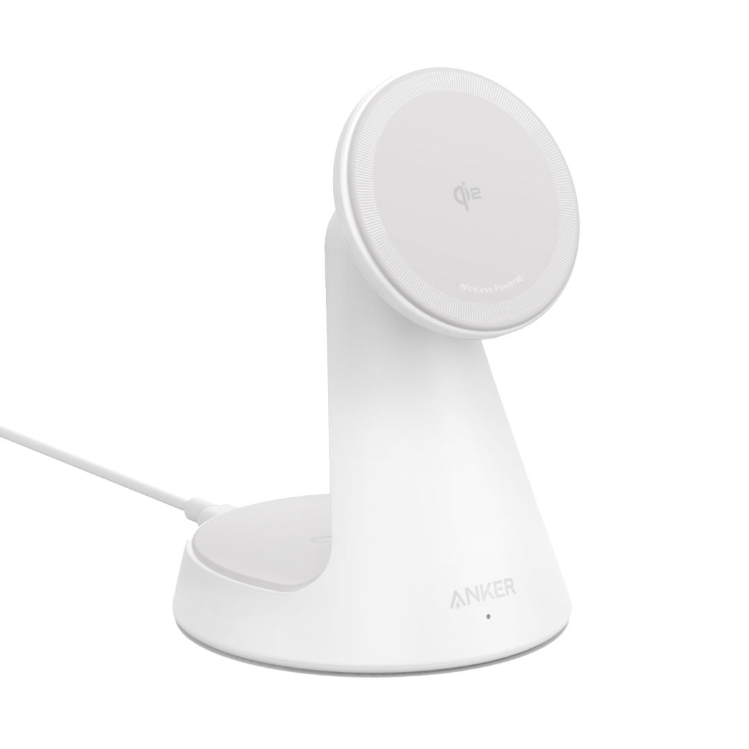 Anker MagGo 2-in-1 Qi2 Wireless Charger Stand, 15W Magnetic Fast Charging Dock for iPhone & AirPods