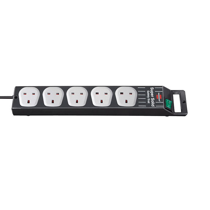 BRENNENSTUHL 1153343215 Super Solid 5-way extension lead 2.5 meter, Black