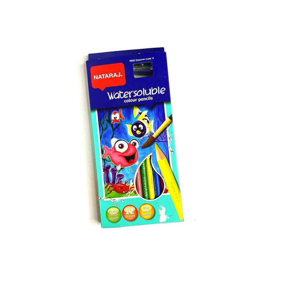 Nataraj 12PCS Water Soluble Color Pencils, Full Size, 4mm Core, Assorted Colors